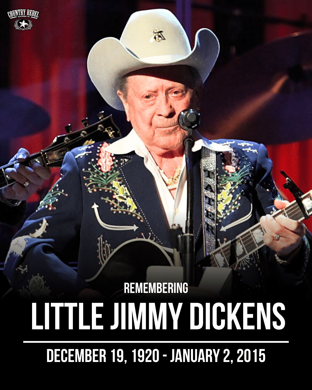 A photo honoring the life of Little Jimmy Dickens