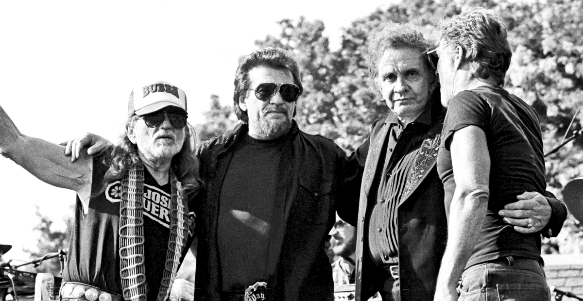 Johnny Cash collaborates with Waylon Jennings in the country supergroup The Highwaymen
