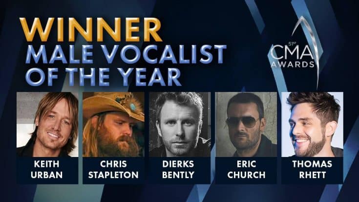 2017 CMA Award For Male Vocalist Of The Year Announced | Country Music Videos