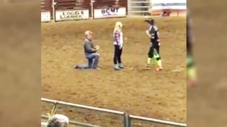 Rodeo Clown Brings Woman Into Arena, But When A Man Kneels Behind Her…The Crowd Loses It! | Country Music Videos