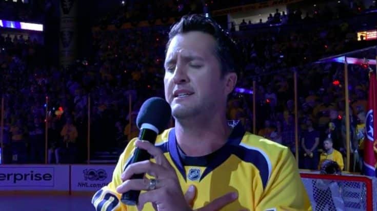 Luke Bryan Delivers Stunning Surprise Performance Of National Anthem At NHL Playoff Game | Country Music Videos