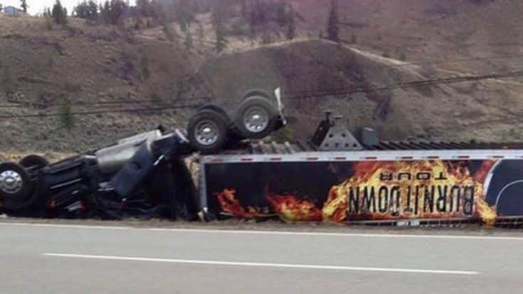 Jason Aldean Tour Truck Overturned En Route To Concert | Country Music Videos