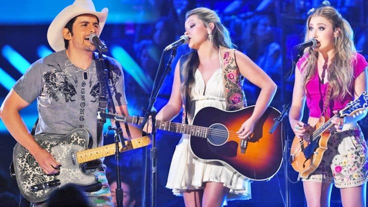 Maddie & Tae Join Brad Paisley On Stage For A Haunting Performance Of ‘Whiskey Lullaby’ | Country Music Videos