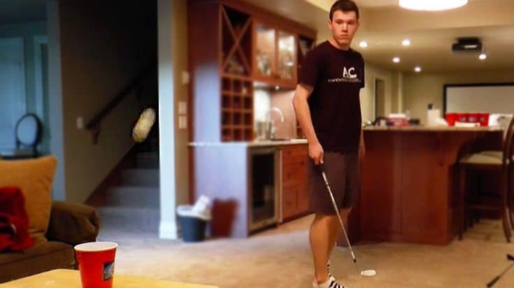 Guy Effortlessly Makes Epic Beer Pong Shot With Golf Club | Country Music Videos