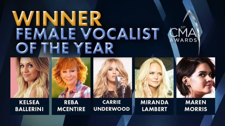2017 CMA Award For Female Vocalist Of The Year Announced | Country Music Videos