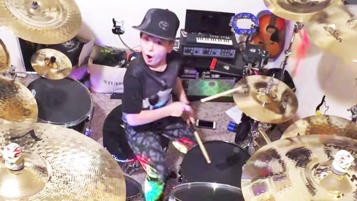 Wickedly Talented 10-Year-Old Sets Drums On Fire With Keith Urban & Carrie Underwood’s ‘The Fighter’ | Country Music Videos