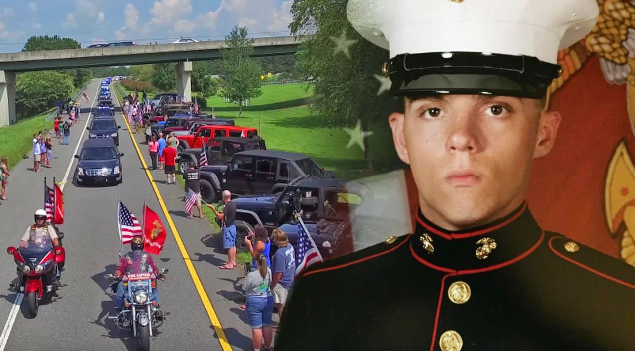 Funeral Procession Drone Footage of Marine Killed In Chattanooga Will Move You To Tears | Country Music Videos