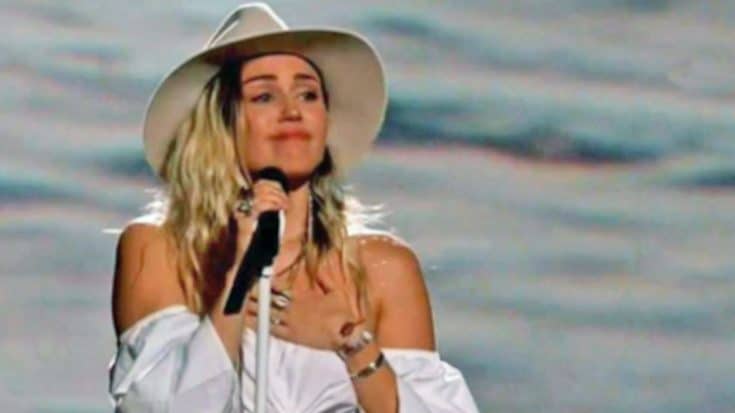 Miley Cyrus Gets Emotional Performing ‘Malibu’ On TV For The First Time | Country Music Videos