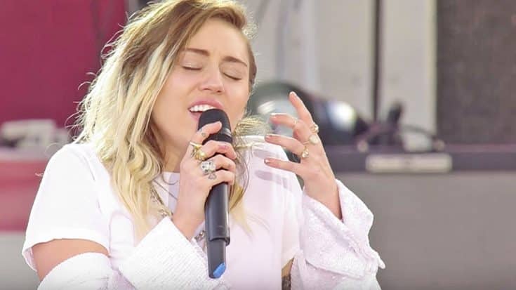 Miley Cyrus Becomes Emotional During ‘Inspired’ At Manchester Tribute Concert | Country Music Videos