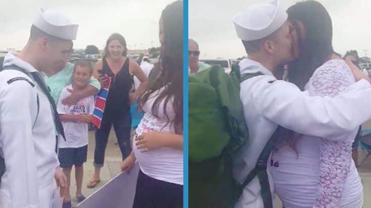 Navy Wife Surprises Husband Returning From Deployment With Emotional Pregnancy Reveal | Country Music Videos