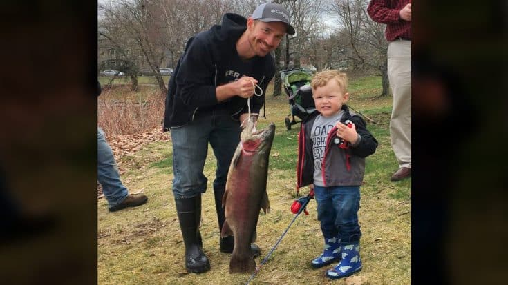 Toddler Catches Rainbow Trout Using Toy Spiderman Fishing Rod | Country Music Videos