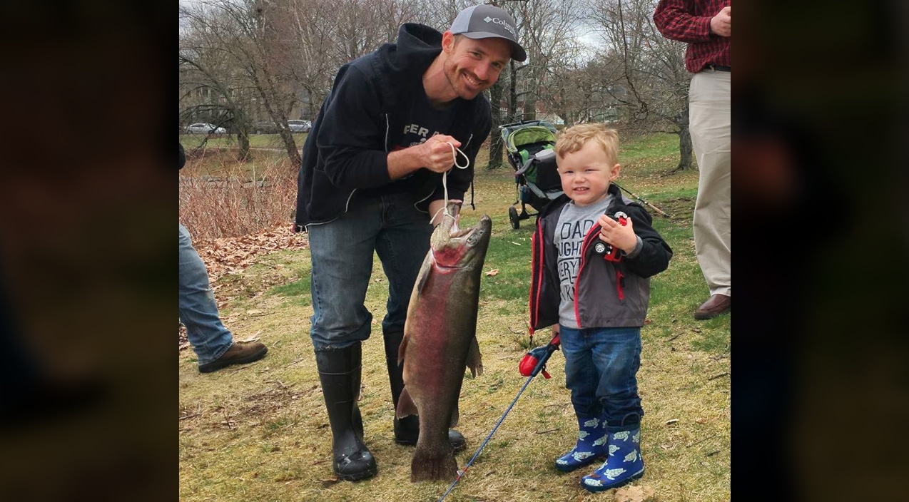 Toddler Catches Rainbow Trout Using Toy Spiderman Fishing