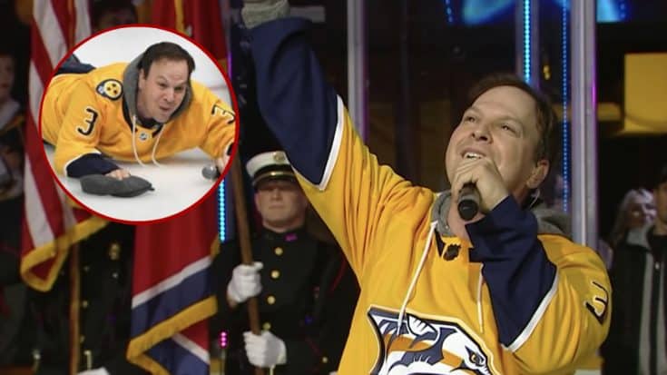 Pop Superstar Falls On His Face After Singing Anthem At Nashville Preds Game | Country Music Videos