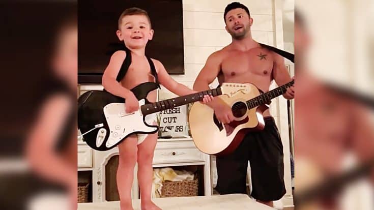 Shirtless Dad & Toddler Son Put On Home Concert With Luke Combs’ ‘Beautiful Crazy’ | Country Music Videos