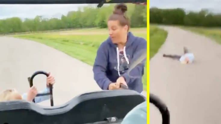 Caroline Bryan Falls Down While Running Behind Golf Cart | Country Music Videos