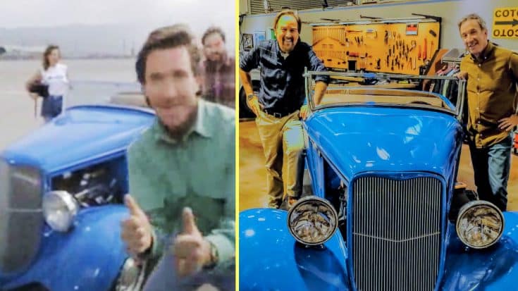 Tim Allen & Richard Karn Pose With Hot Rod From “Tool Time” On Set Of New Show | Country Music Videos