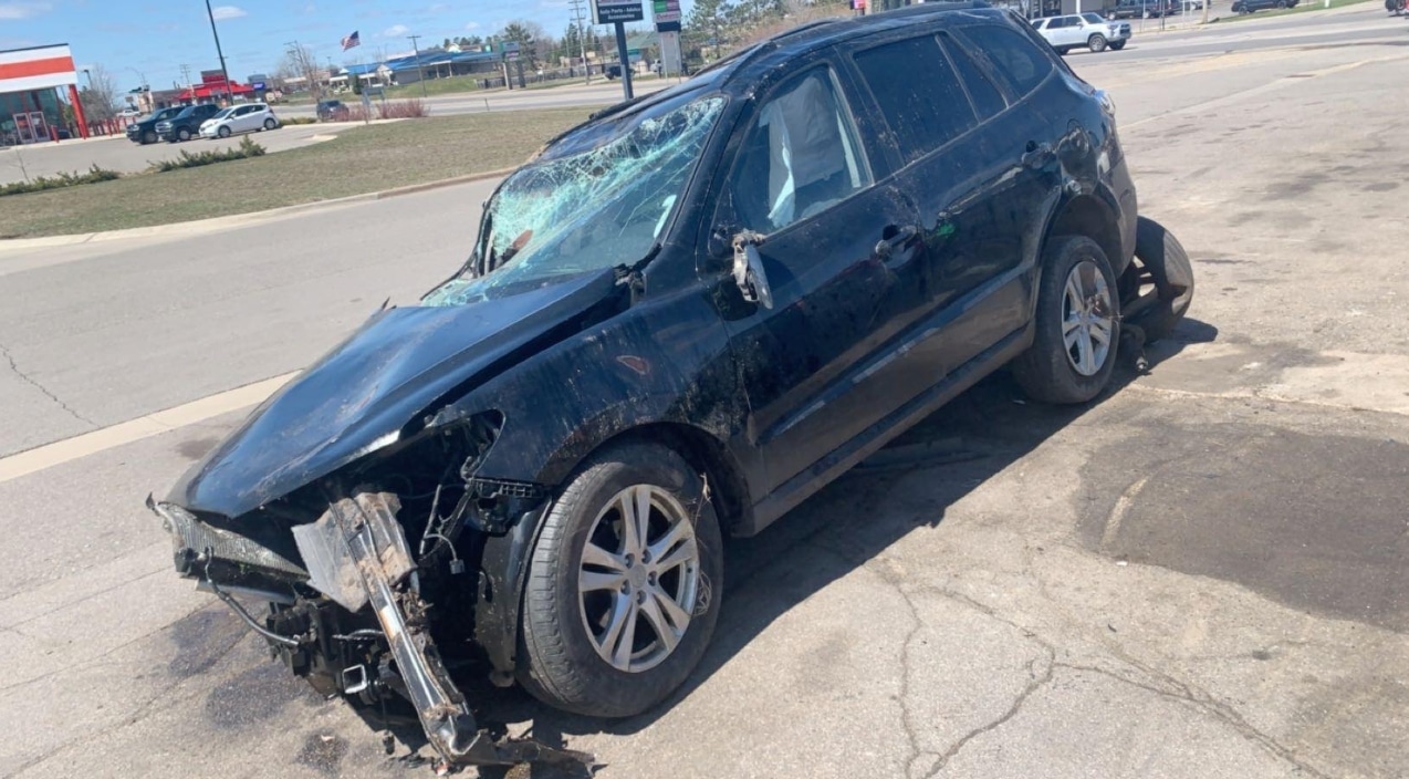 2 Friends Total Car After Hitting Bear On Highway