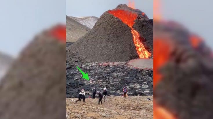 Molten Lava Pours From Volcano While People Play Nearby | Country Music Videos