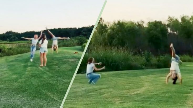 43-Year-Old Joanna Gaines Does Cartwheels & Flips With Daughters | Country Music Videos