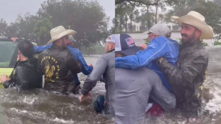 Cowboys Carry Elderly Man Out Of Hurricane Ian Floodwaters | Country Music Videos