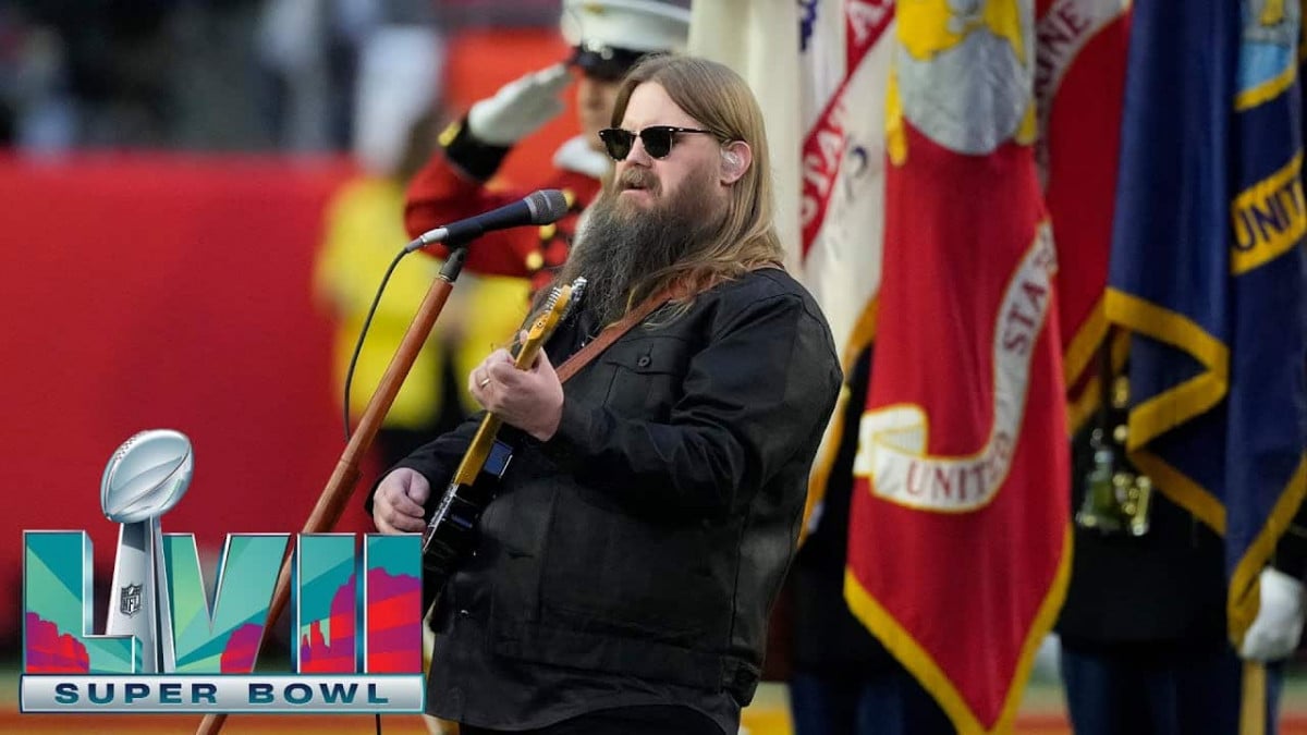 Chris Stapleton performs the National Anthem at the 2023 Super Bowl