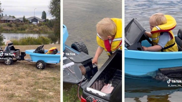 Toddler Launches His Battery-Powered Boat Into Lake & Takes Off | Country Music Videos