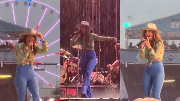 Lainey Wilson Goes A Cappella To Finish Concert In Heavy Rain | Country Music Videos