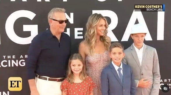 Photo of Kevin Costner with his three youngest children