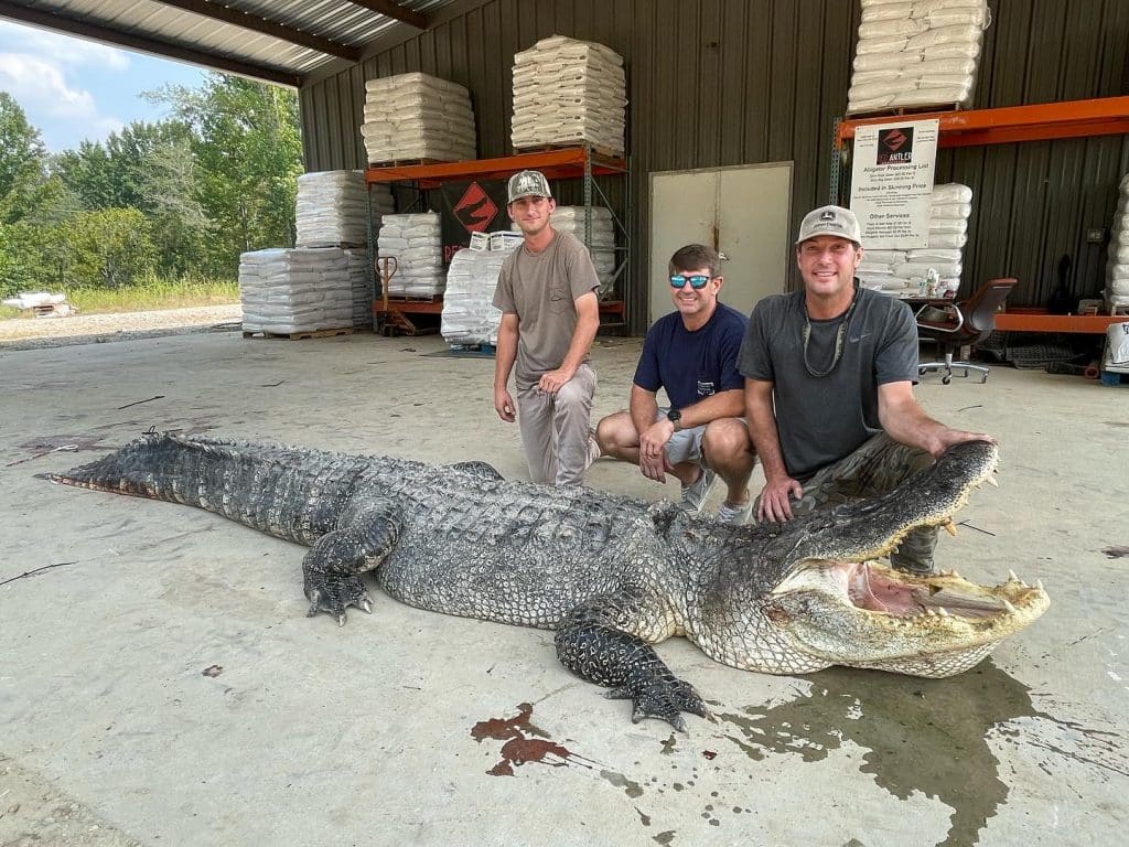 The photo of the hunters and gator that Mississippi Department of Wildlife, Fisheries, and Parks posted on Facebook.