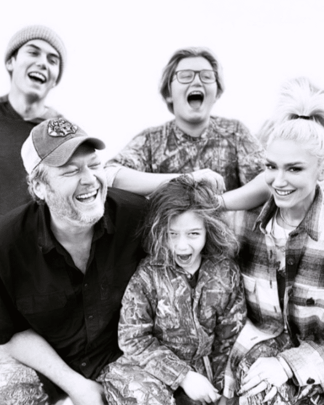 Blake Shelton with Gwen Stefani and her three sons