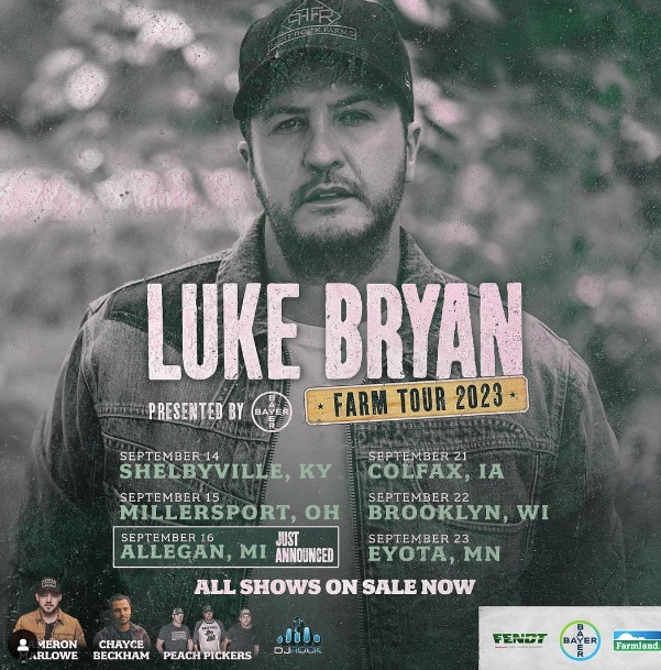 Poster for the 2023 Luke Bryan Farm Tour
