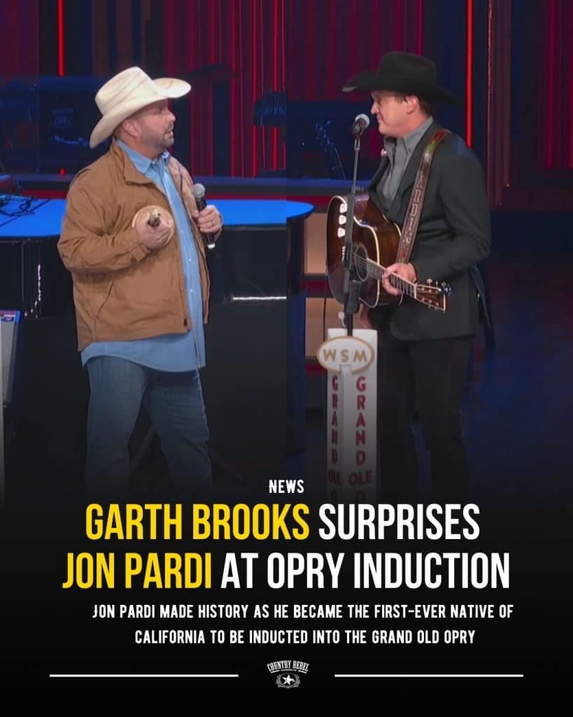 Garth Brooks inducts Jon Pardi into the Opry