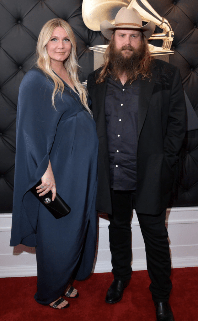 Chris Stapleton and his wife Morgane on the red carpet at the 2019 Grammys.