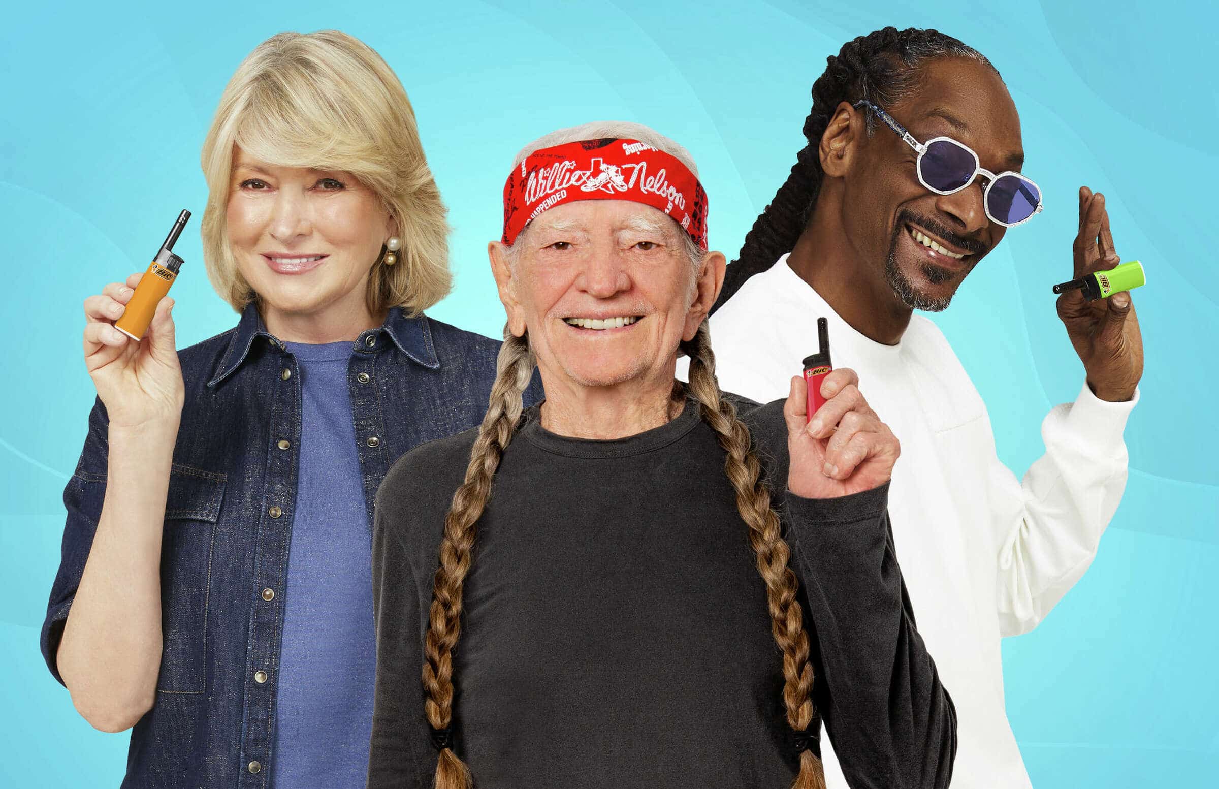 Martha Stewart, Willie Nelson, & Snoop Dogg for BIC's new campaign.