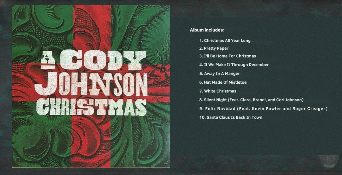 The track list for A Cody Johnson Christmas