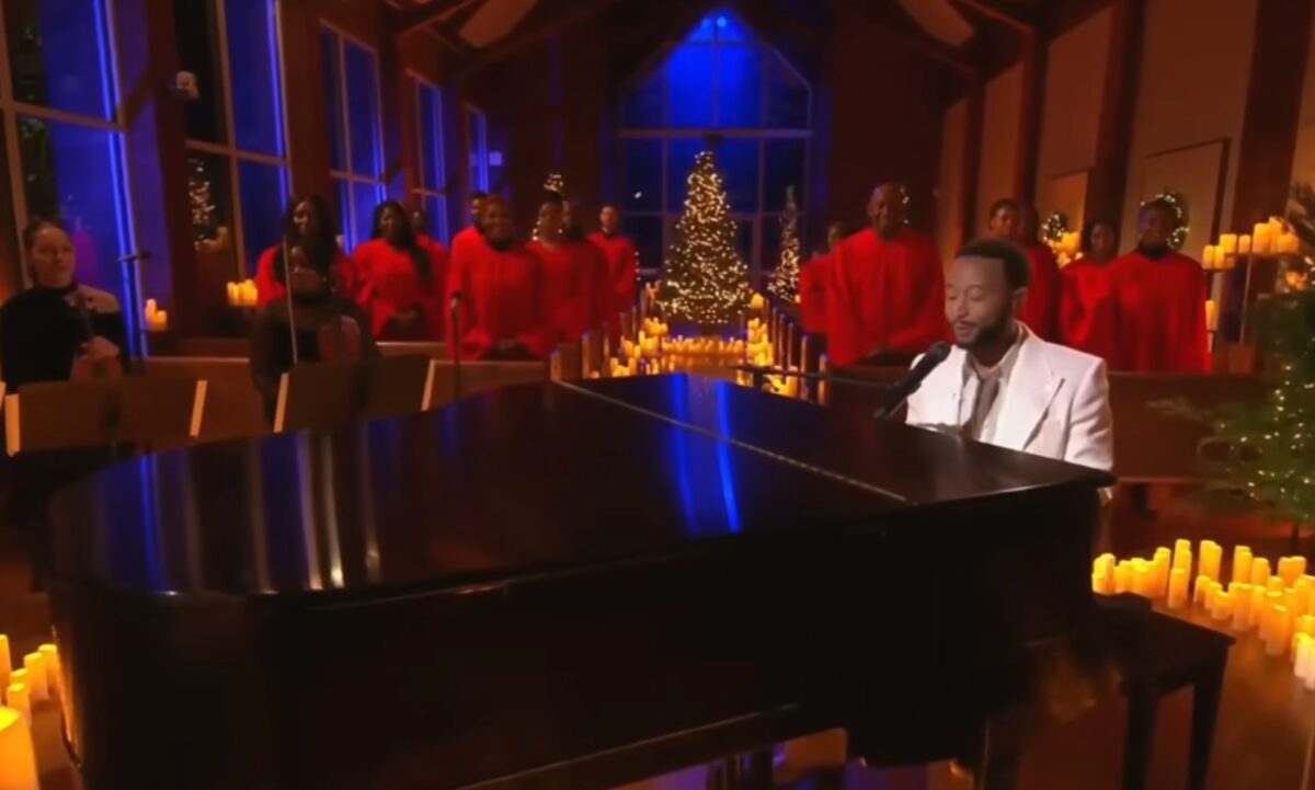 John Legend performs on Elvis Presley's piano