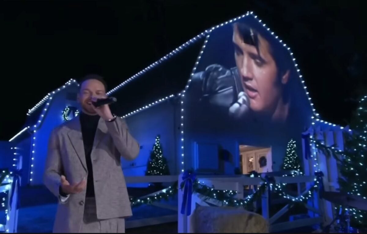 Kane Brown performs "Blue Christmas" with Elvis during "Christmas at Graceland"