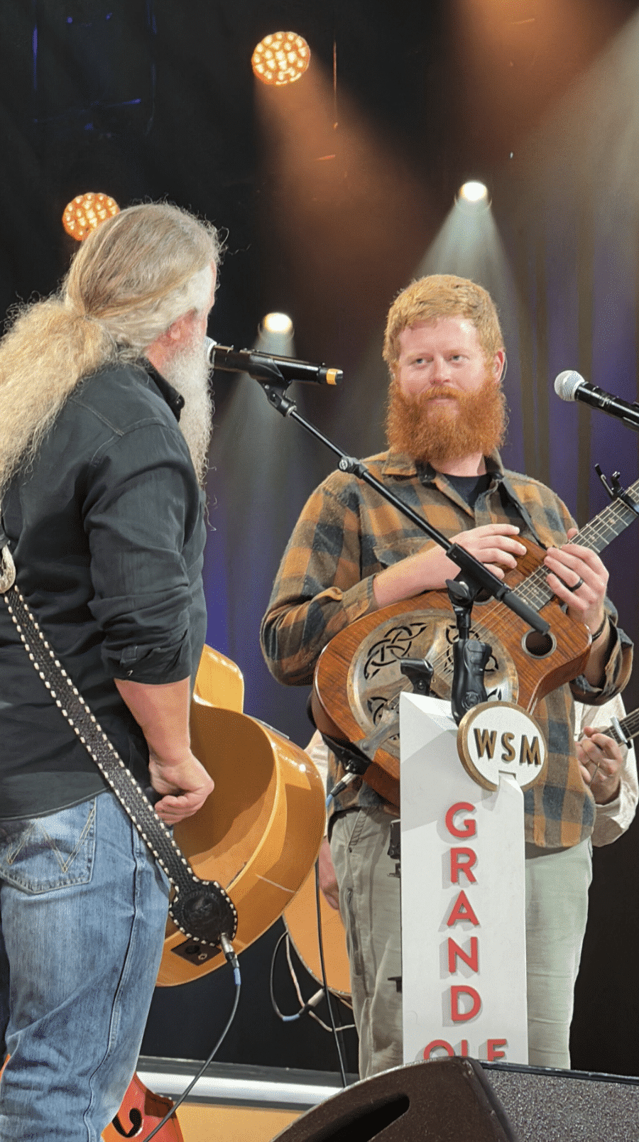 Oliver Anthony and Jamey Johnson perform "In Color" at the Grand Ole Opry on December 16, 2023.