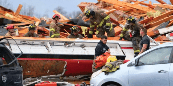 First responders clean up tornado damage in Tennessee