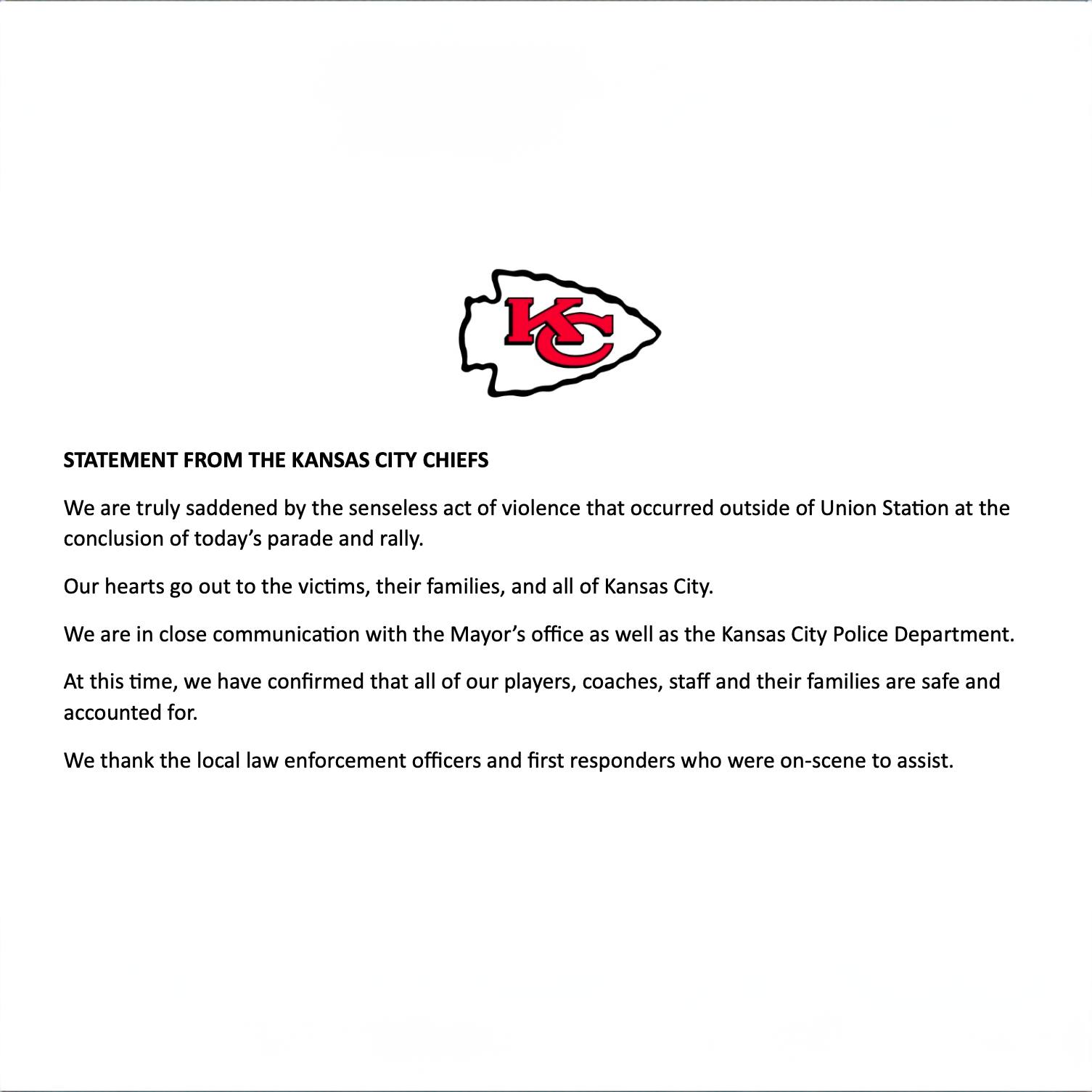 The Kansas City Chiefs and players such as Travis Kelce released statements about the Super Bowl parade shooting that occurred in Kansas City on February 14