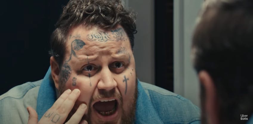 Jelly Roll in the teaser for his funny Super Bowl commercial for Uber Eats