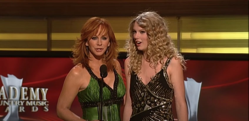 Reba McEntire had to deny a false report that she called Taylor Swift an "Entitled little brat." Here, they're seen together at an ACM Awards ceremony in the past