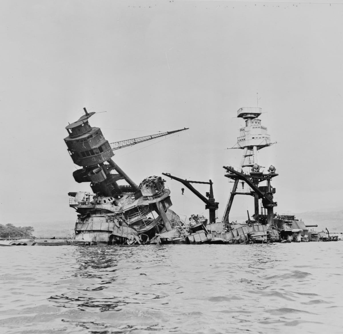 UNITED STATES - CIRCA 1941:  USS Arizona, at height of fire, following Japanese aerial attack on Pearl Harbor, Hawaii 