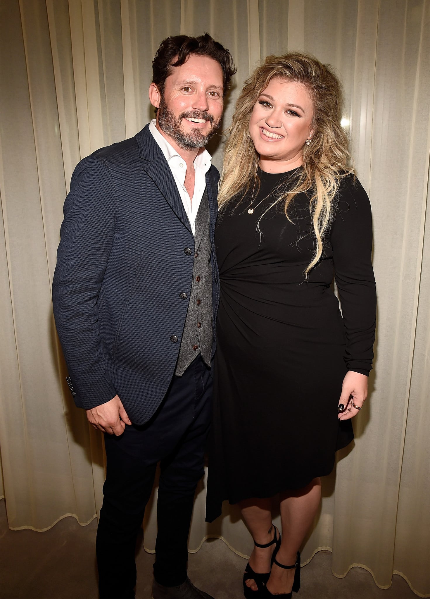 NEW YORK, NY - SEPTEMBER 06: (Exclusive Coverage) Brandon Blackstock and Kelly Clarkson backstage after she performed songs from her new album "The Meaning of Life" at The Rainbow Room on September 6, 2017 in New York City. 