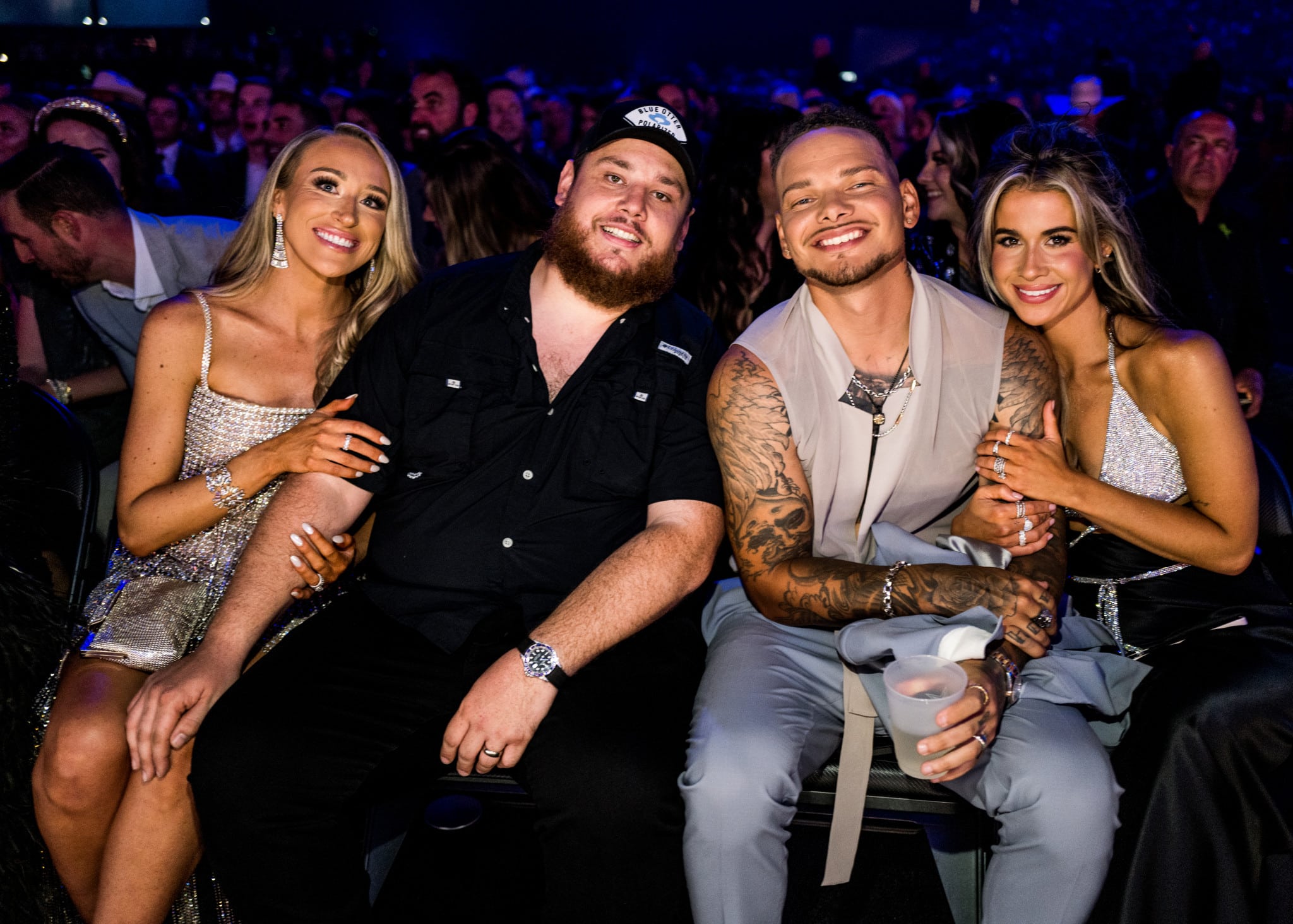 FRISCO, TEXAS - MAY 11: (L-R) Nicole Hocking, Luke Combs, Kane Brown and Katelyn Brown attend the 58th Academy of Country Music Awards at The Ford Center at The Star on May 11, 2023 in Frisco, Texas. (Photo by John Shearer/Getty Images for ACM)