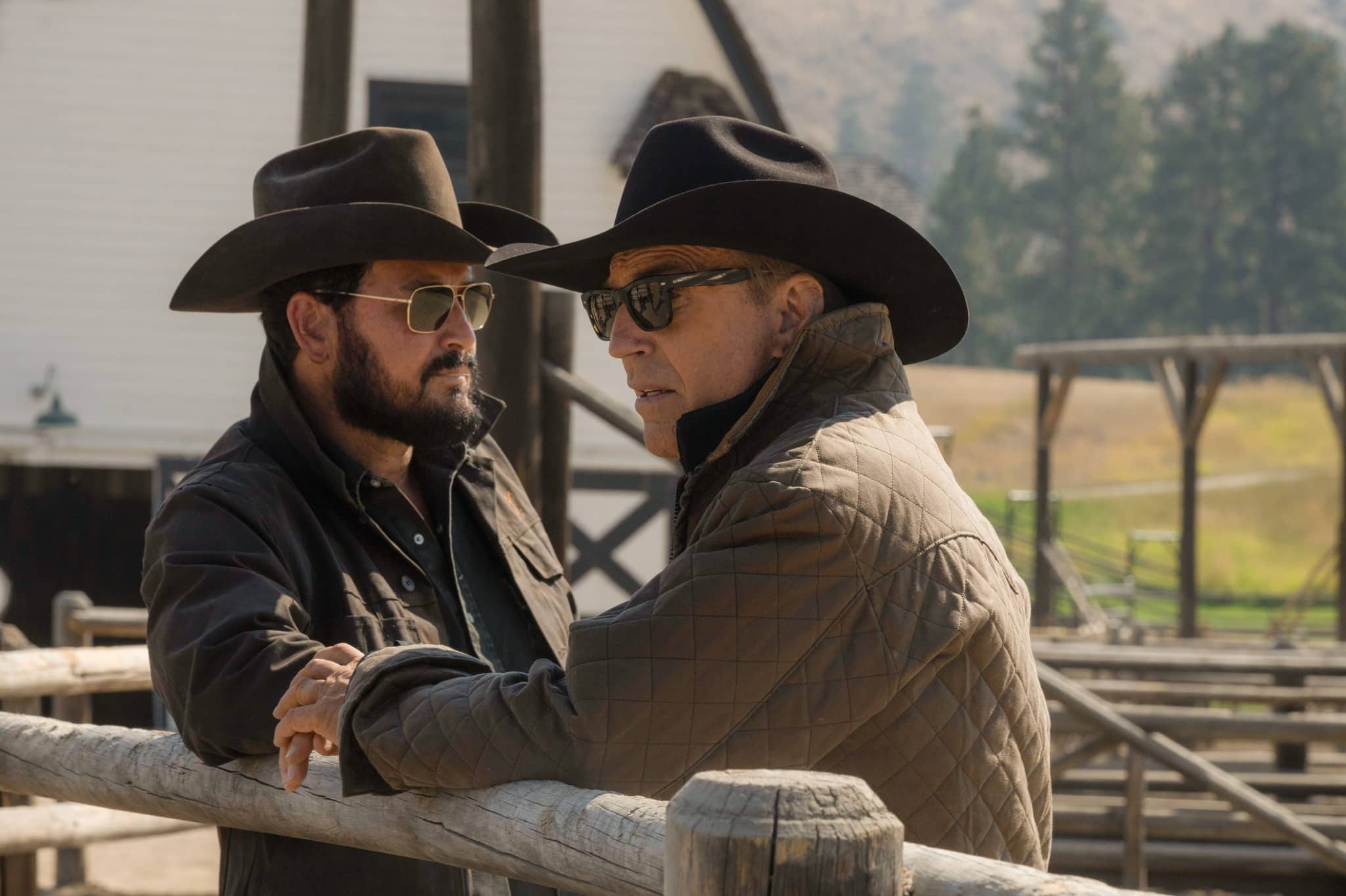 Kevin Costner and Cole Hauser as John Dutton and Rip Wheeler in Yellowstone