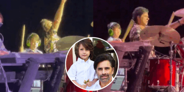 John Stamos plays drums with his son, Billy.