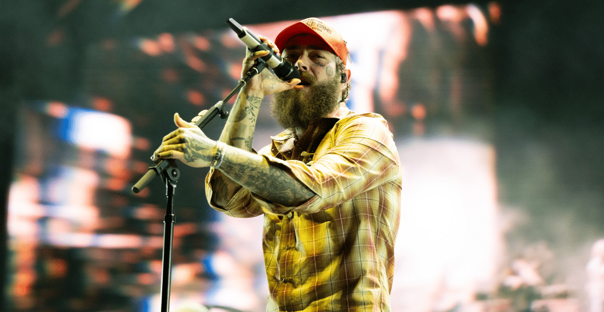 INDIO, CALIFORNIA - APRIL 27: (FOR EDITORIAL USE ONLY) Singer Post Malone performs onstage during Day 2 of Stagecoach Festival at Empire Polo Club on April 27, 2024 in Indio, California. (Photo by Scott Dudelson/Getty Images for Stagecoach)