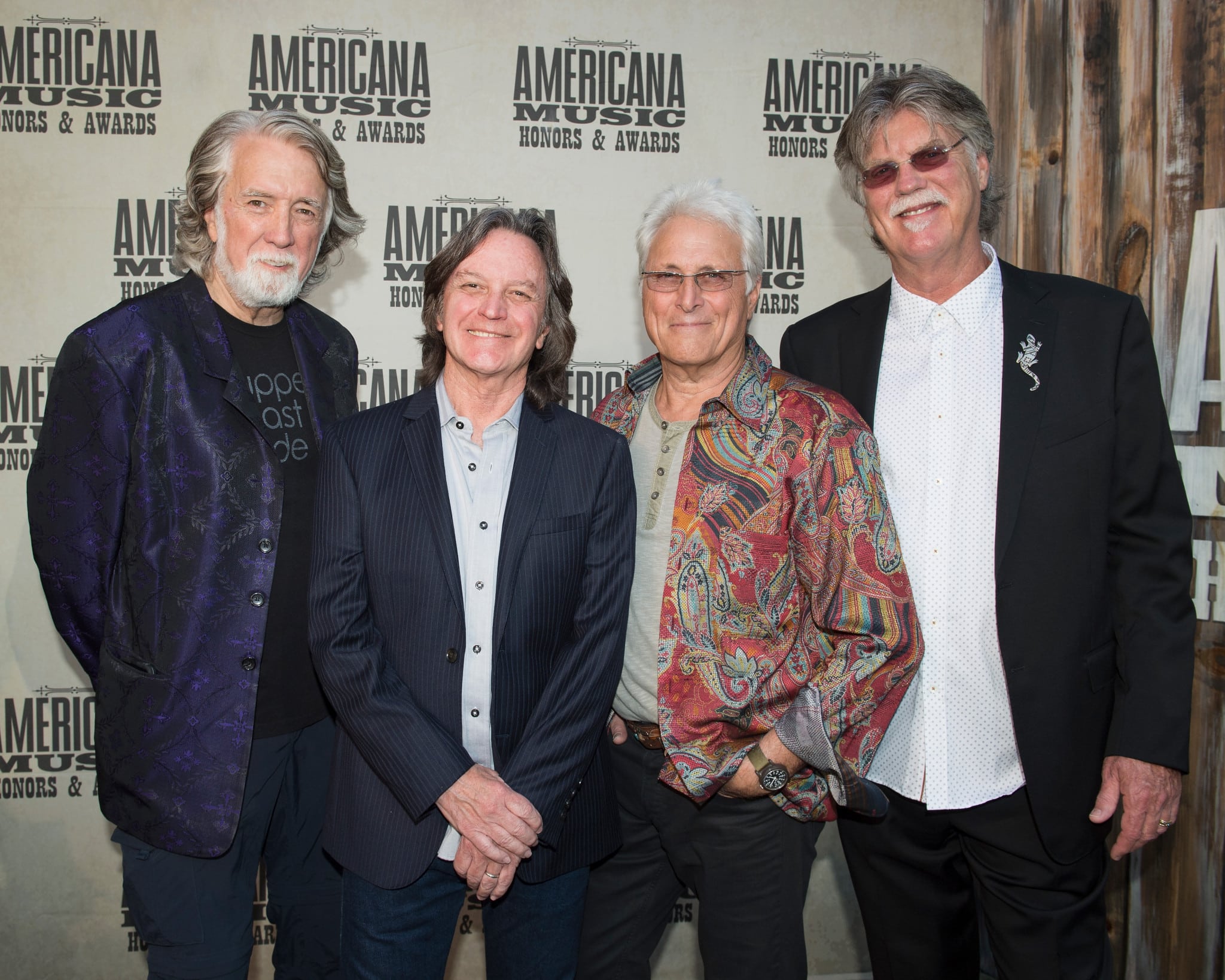 NASHVILLE, TN - SEPTEMBER 21: (L-R) John McEuen, Jeff Hanna, Jimmie Fadden and Bob Carpenter of Nitty Gritty Dirt Band attend the 2016 Americana Music Honors and Awards Show at Ryman Auditorium on September 21, 2016 in Nashville, Tennessee. (Photo by Erika Goldring/WireImage)