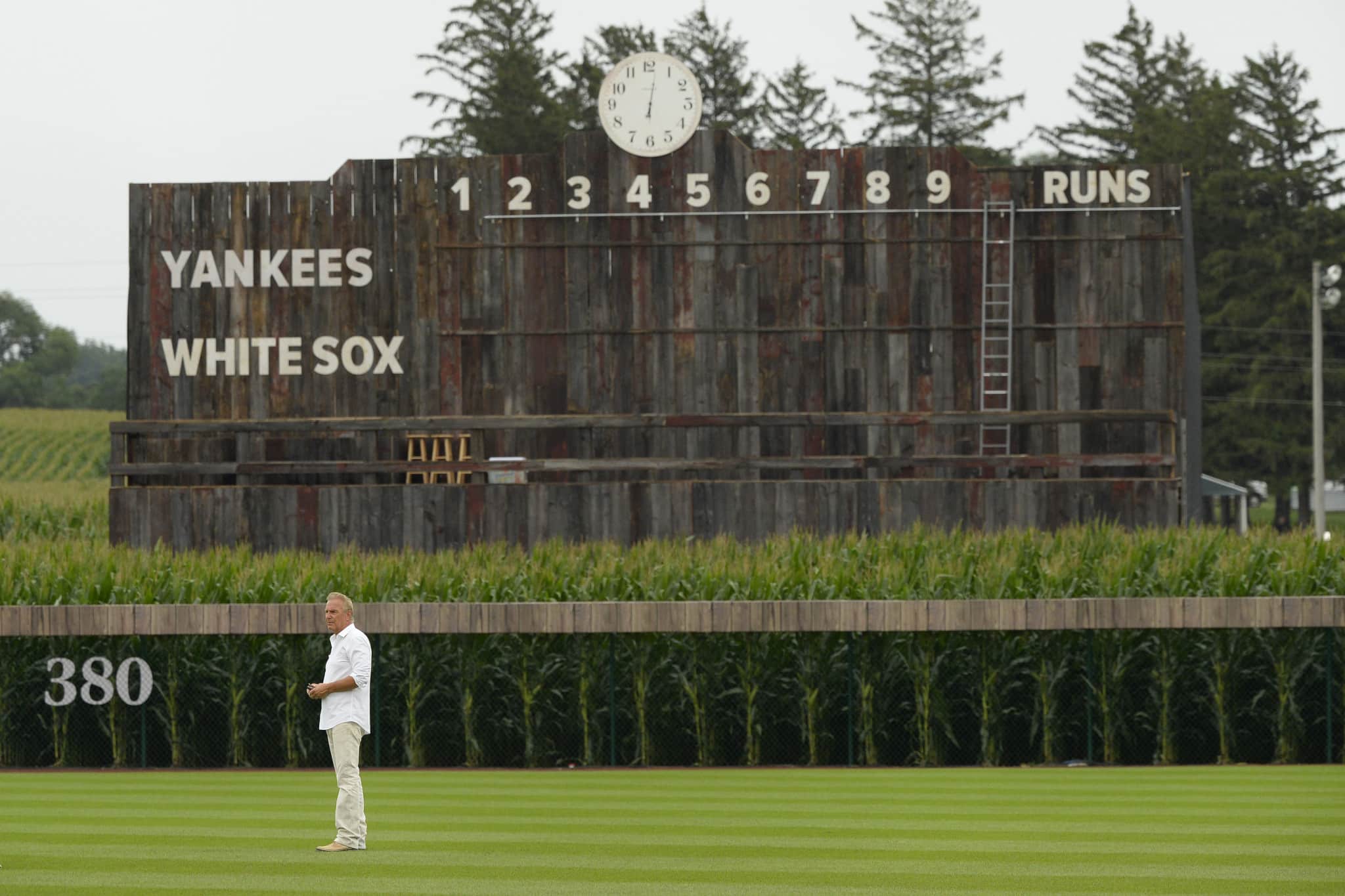 Kevin Costner at the real-life Field of Dreams